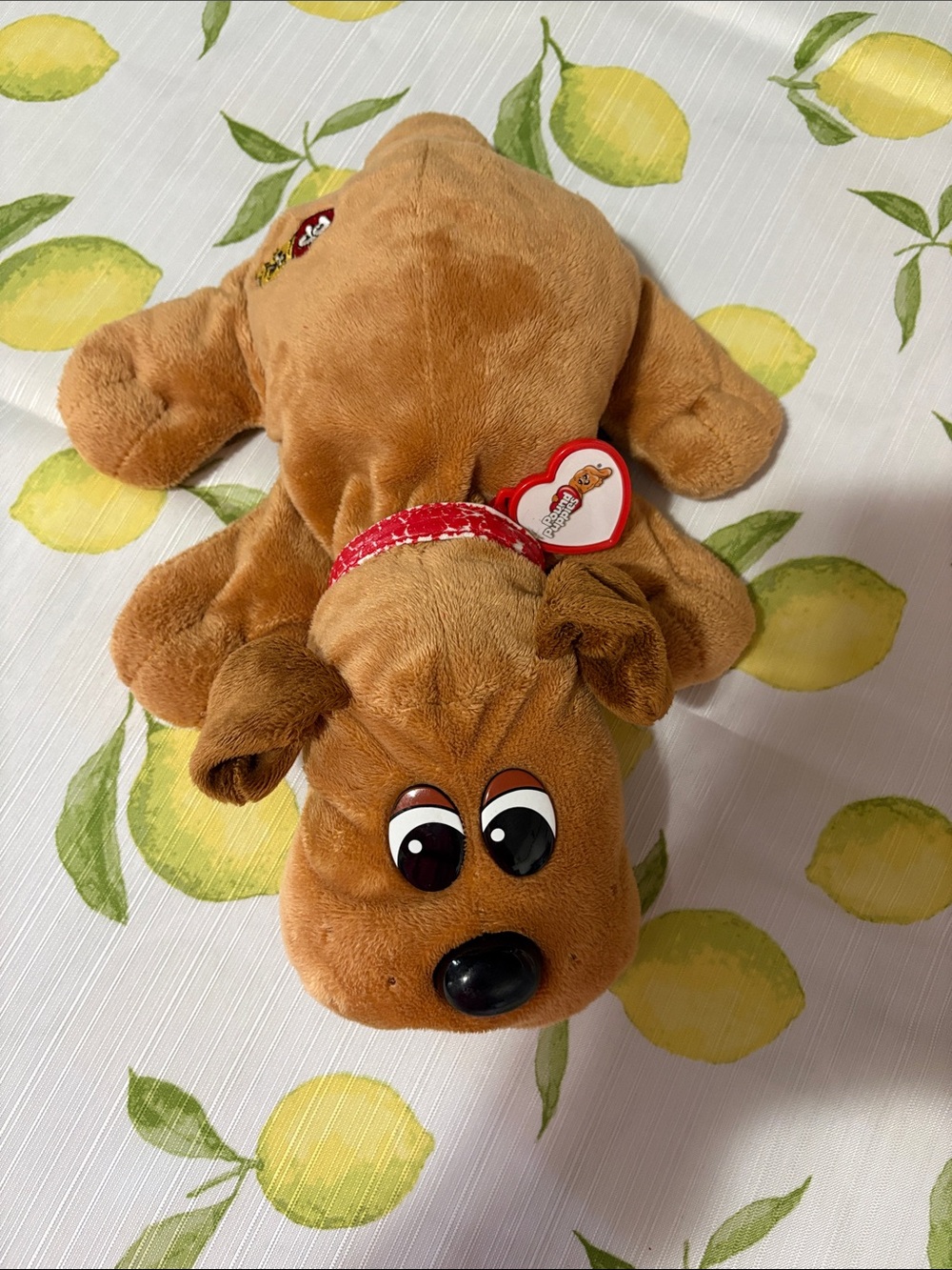 Pound Puppy Plush Brown Dog Toy with Red Collar - Beanie/Tag Plush Puppy